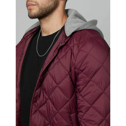 Maroon Hooded Polyester Jacket