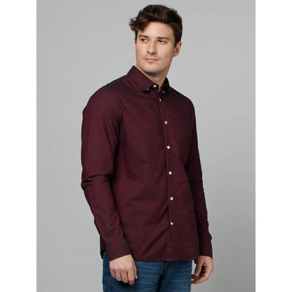 Brown Solid Cotton Shirt