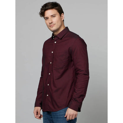 Brown Solid Cotton Shirt