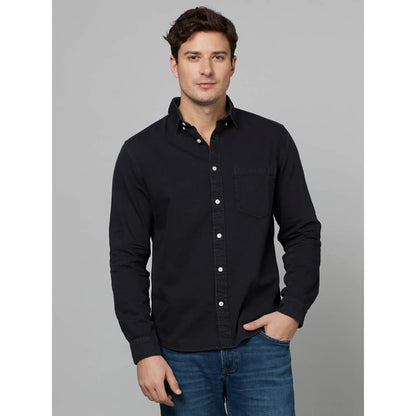 Black Solid Cotton Shirt