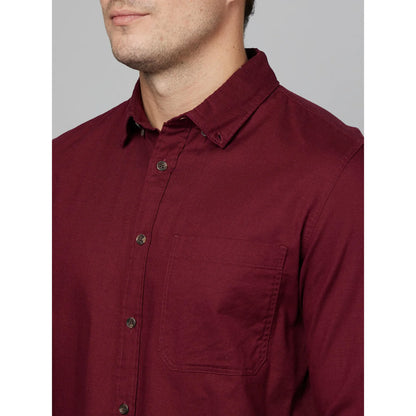 Maroon Solid Cotton Shirt