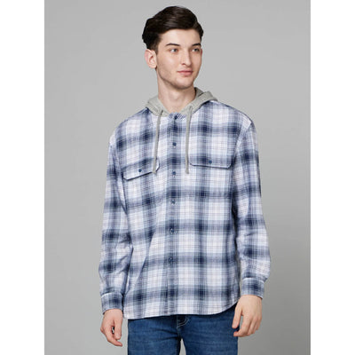 Celio* Checked Regular Fit Cotton Blue Shirt