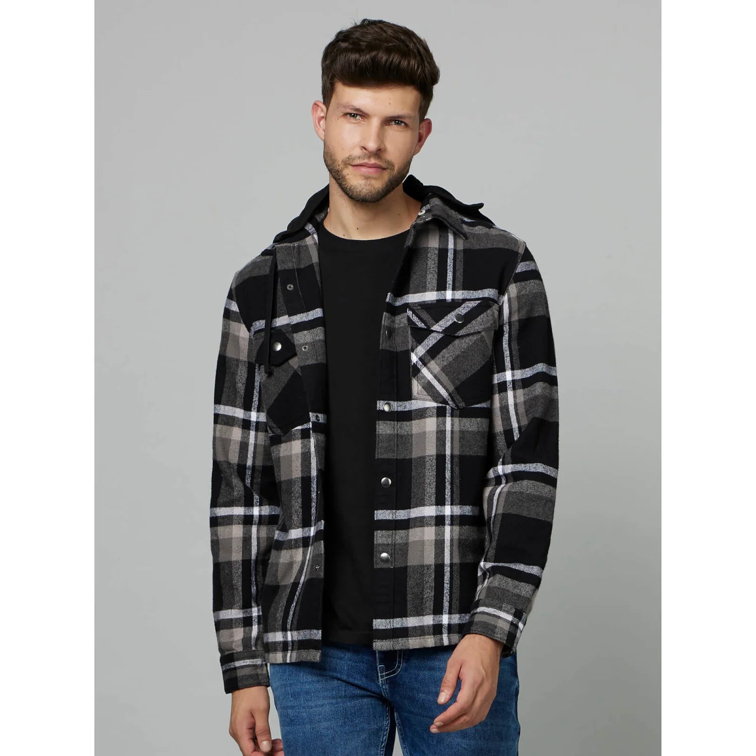 Black Checks Cotton Shirt