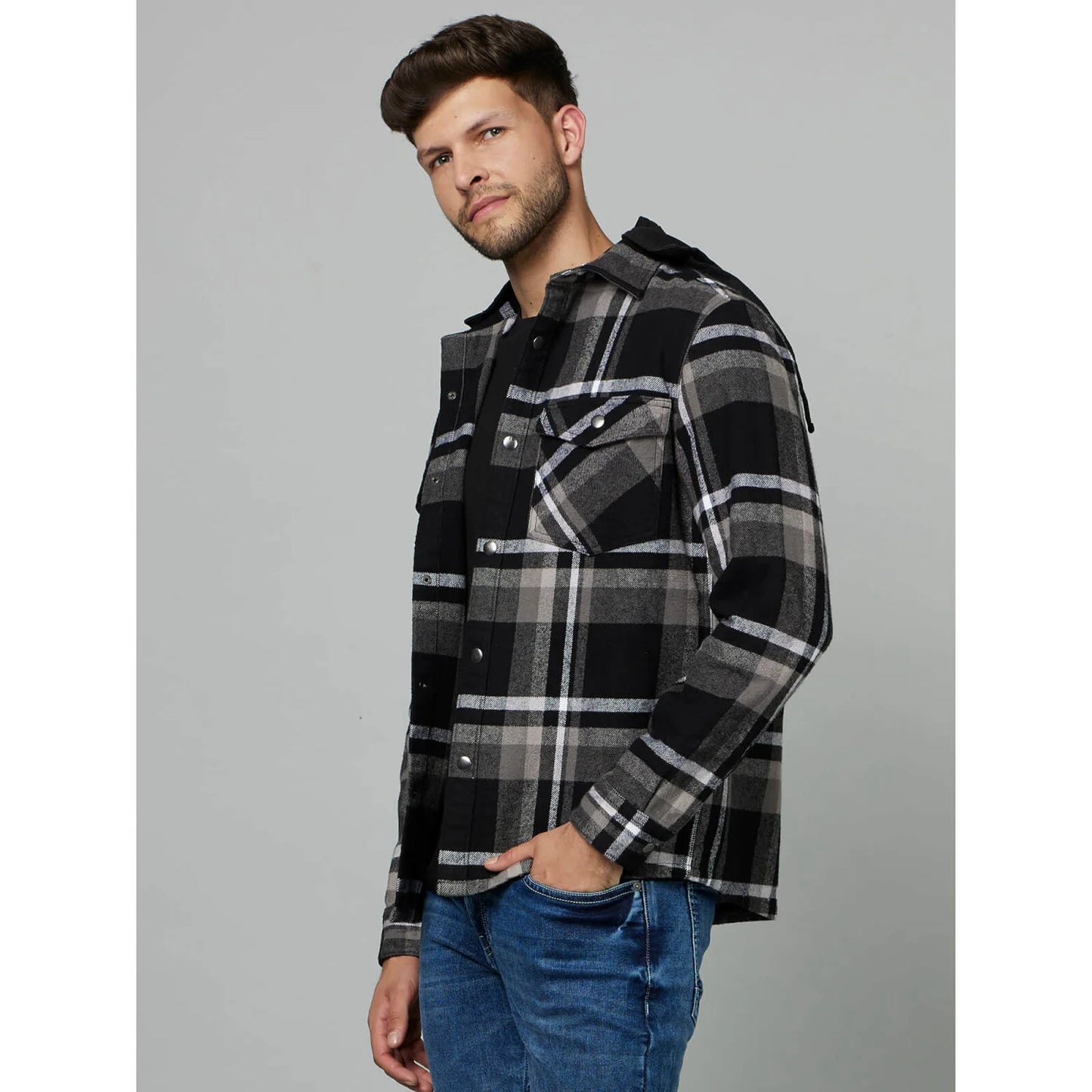 Black Checks Cotton Shirt