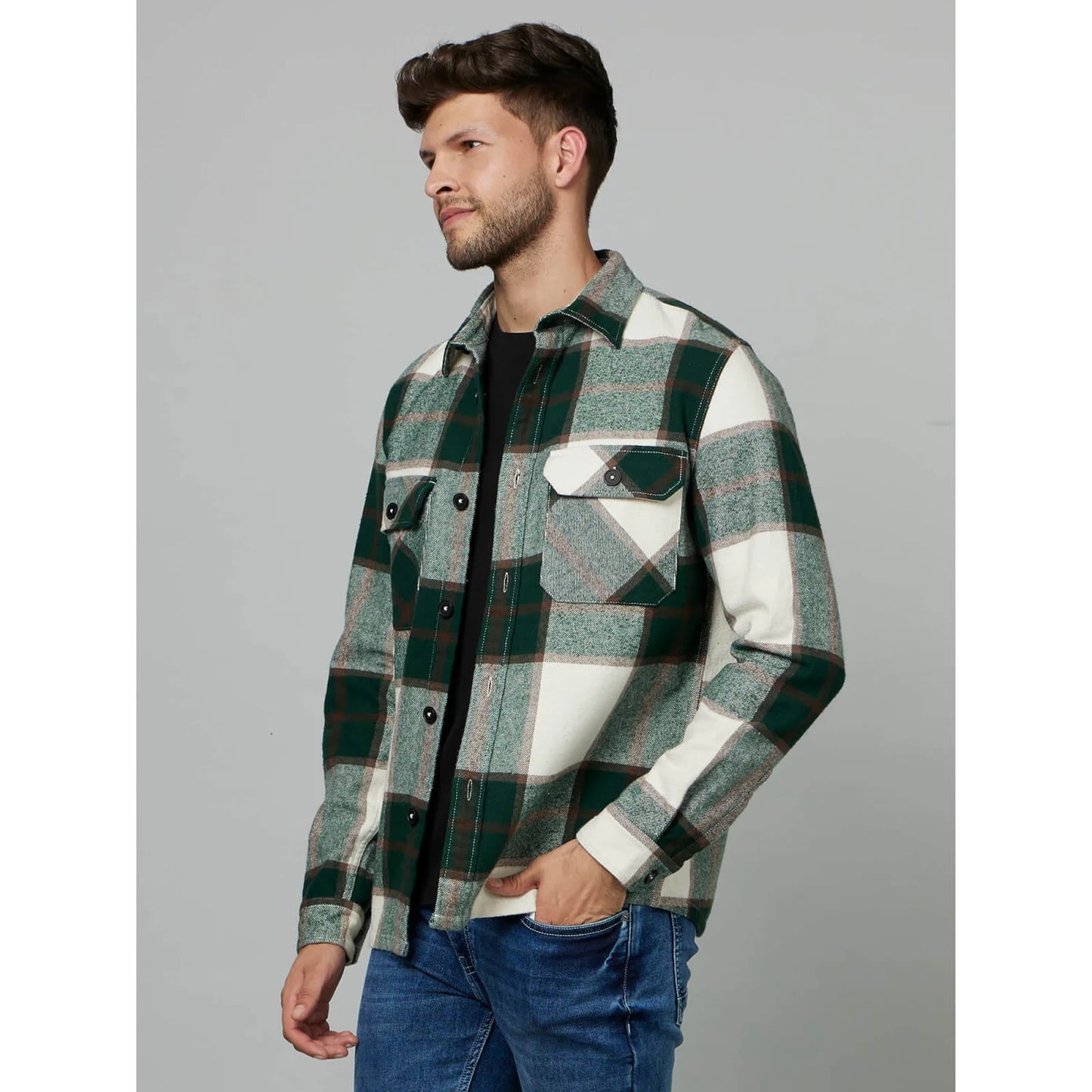 Green Checks Cotton Shirt