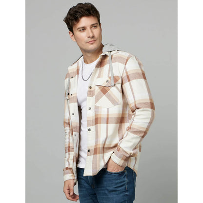 Beige Checks Cotton Shirt