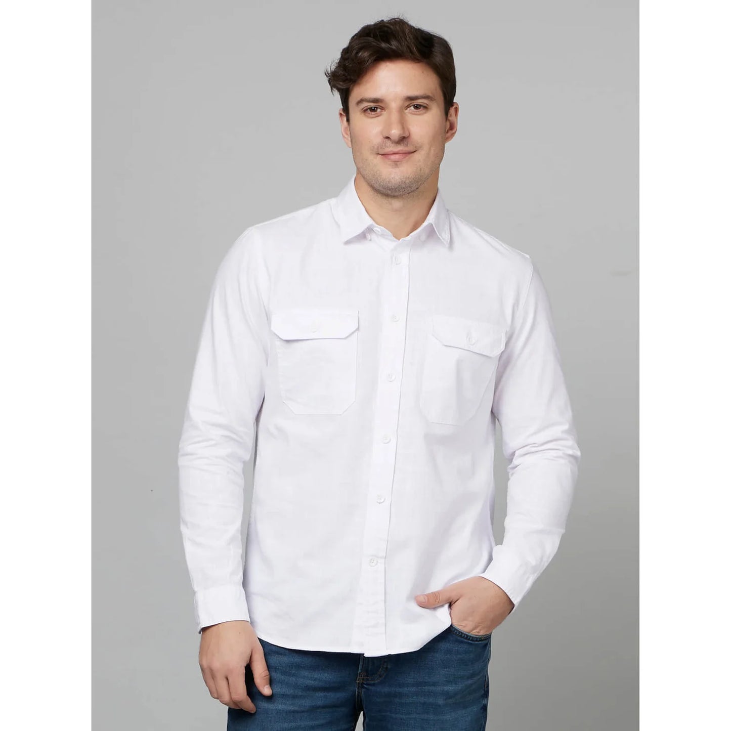 White Solid Cotton Shirt