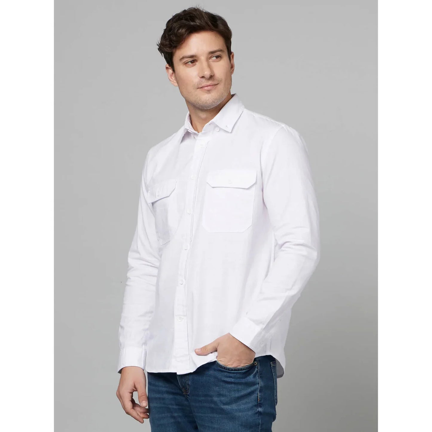 White Solid Cotton Shirt