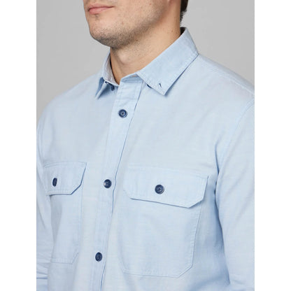 Cream Solid Cotton Shirt