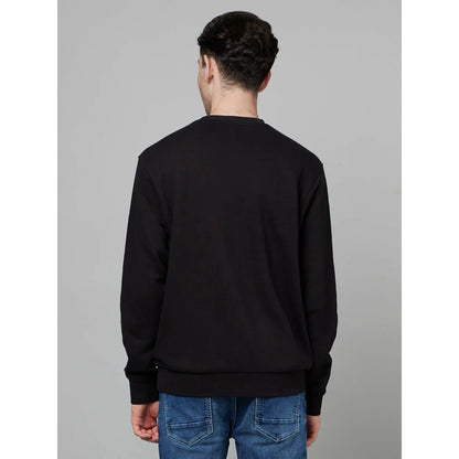 Black Solid Cotton Sweater