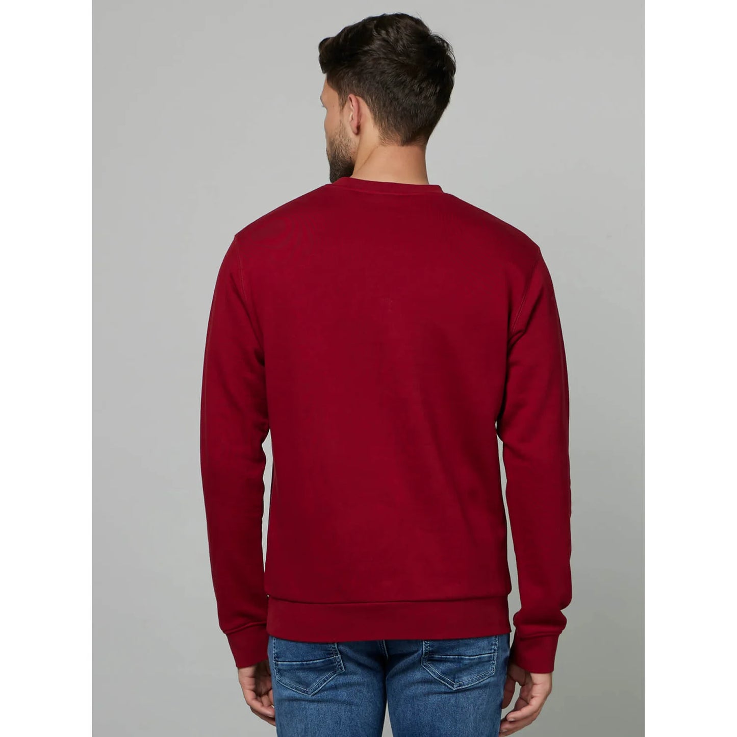 Burgundy Solid Cotton Sweater