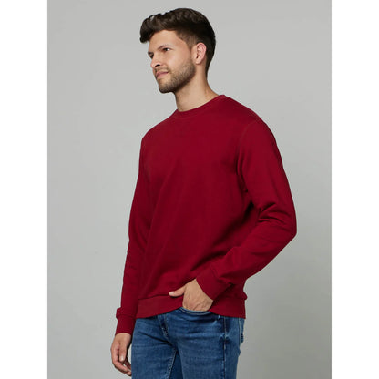 Burgundy Solid Cotton Sweater