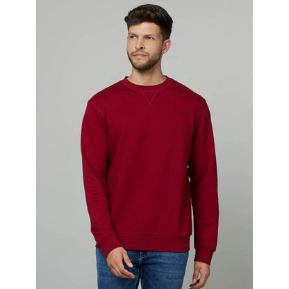 Burgundy Solid Cotton Sweater