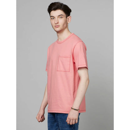 Cream Solid Cotton T-shirt