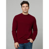 Celio* Solid Regular Fit Wool Burgundy Sweater