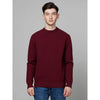 Celio* Solid Regular Fit Cotton-Poly-Blend Burgundy Sweater