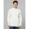 Celio* Solid Regular Fit Cotton-Poly-Blend White Sweater