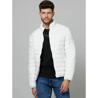 Celio* Solid Regular Fit Polymer White Jacket