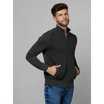 Black Solid Cotton Jacket