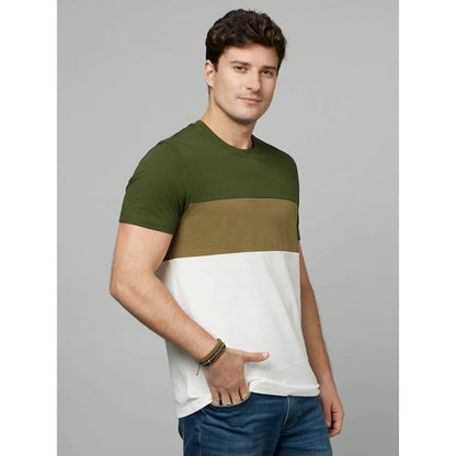 Kaki Colourblock Cotton T-shirt