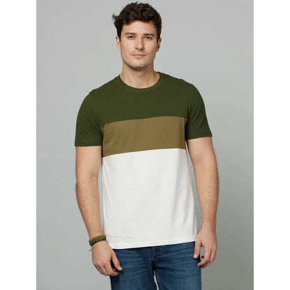 Kaki Colourblock Cotton T-shirt