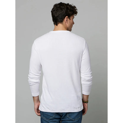 Cream Solid Cotton T-shirt