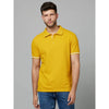 Celio* Solid Regular Fit Cotton Yellow T-Shirt