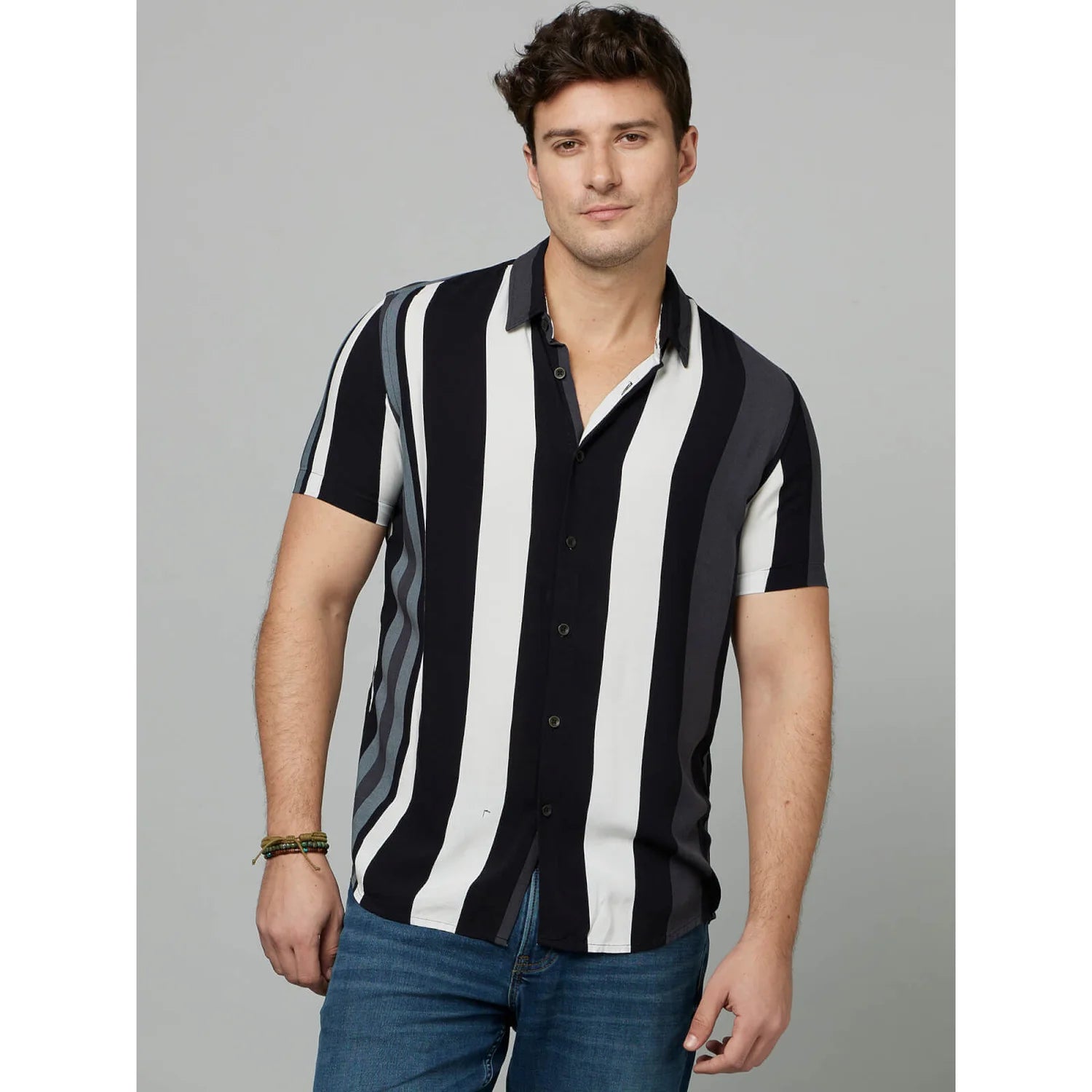 Black Striped Viscose Shirt