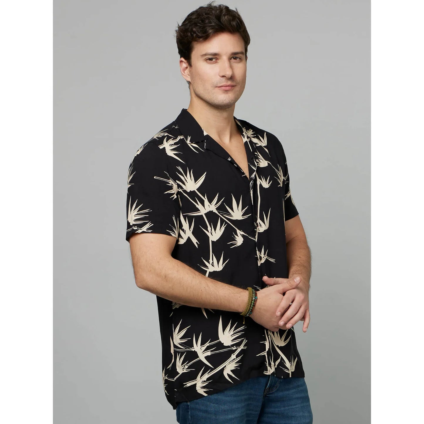 Black Floral Viscose Shirt