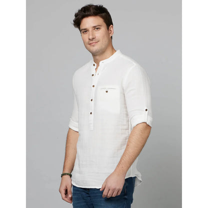 White Solid Cotton Shirt