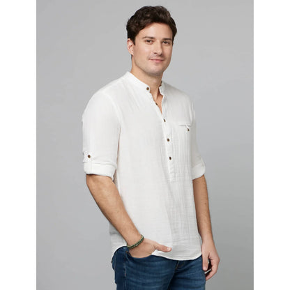 White Solid Cotton Shirt