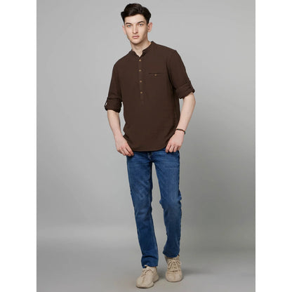 Khaki Solid Cotton Shirt