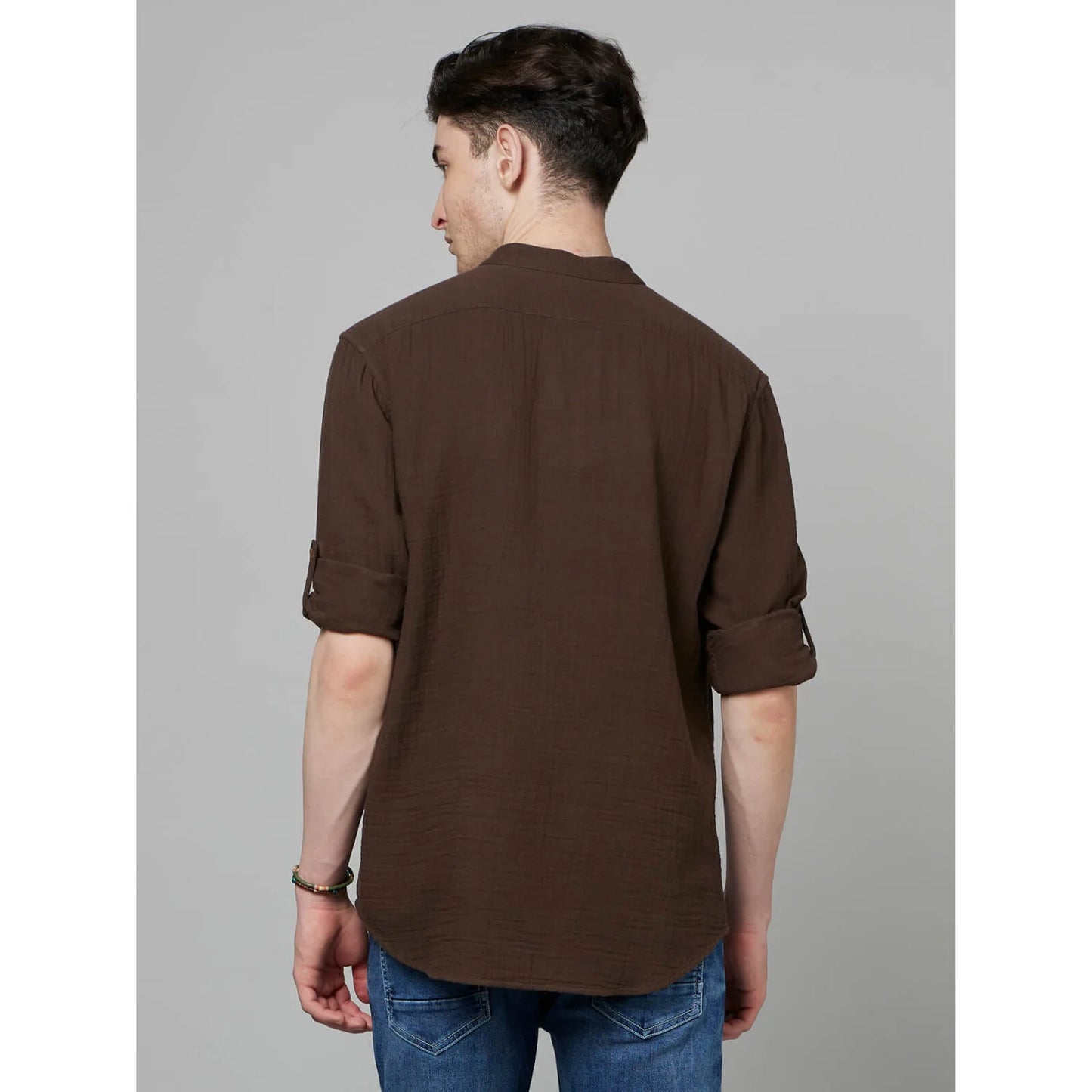 Khaki Solid Cotton Shirt