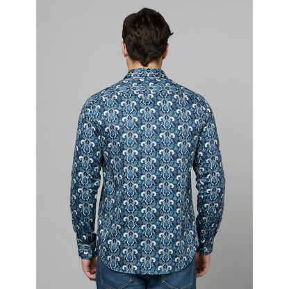 Cream Geometric Printed Cotton Shirt