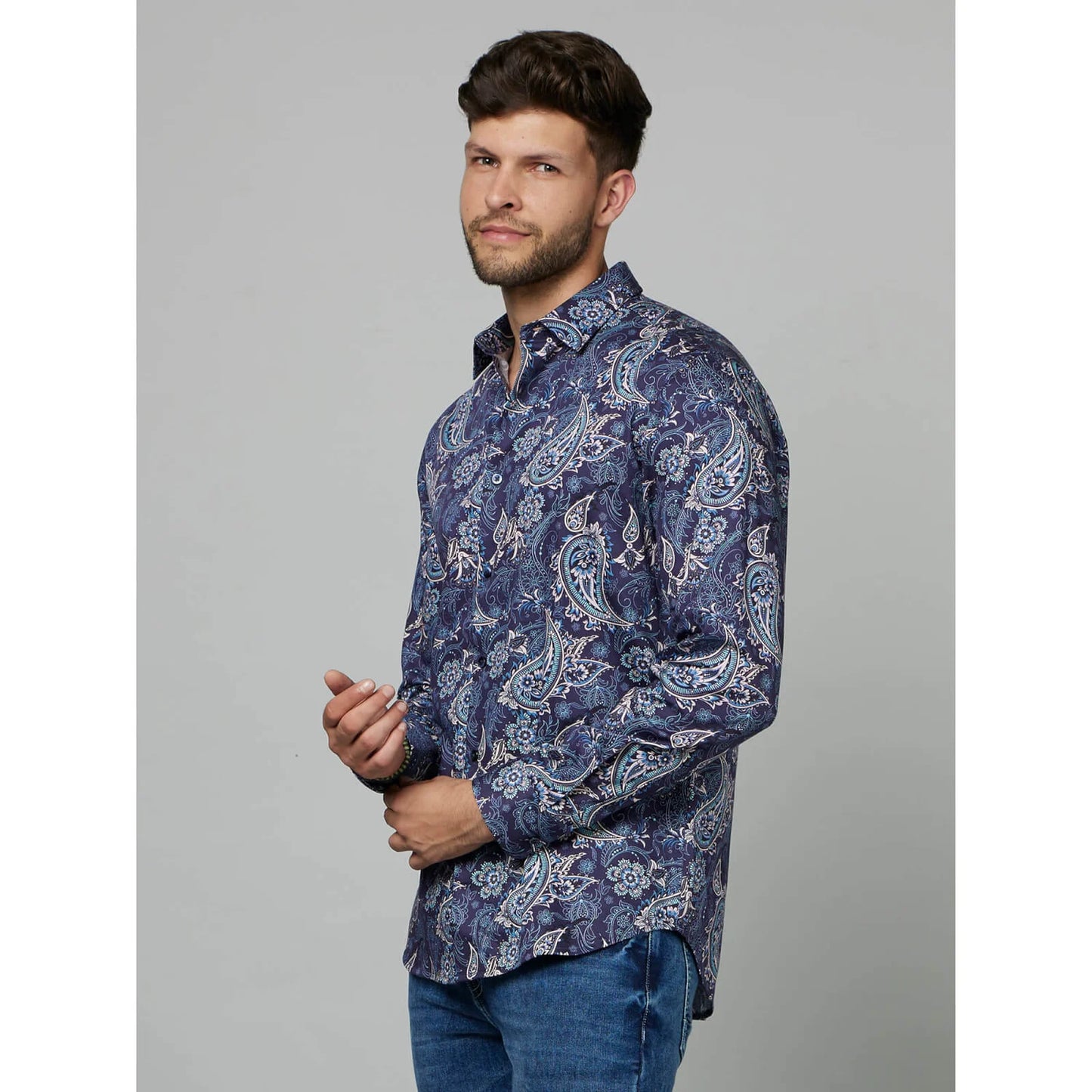 Cream Paisley Cotton Shirt