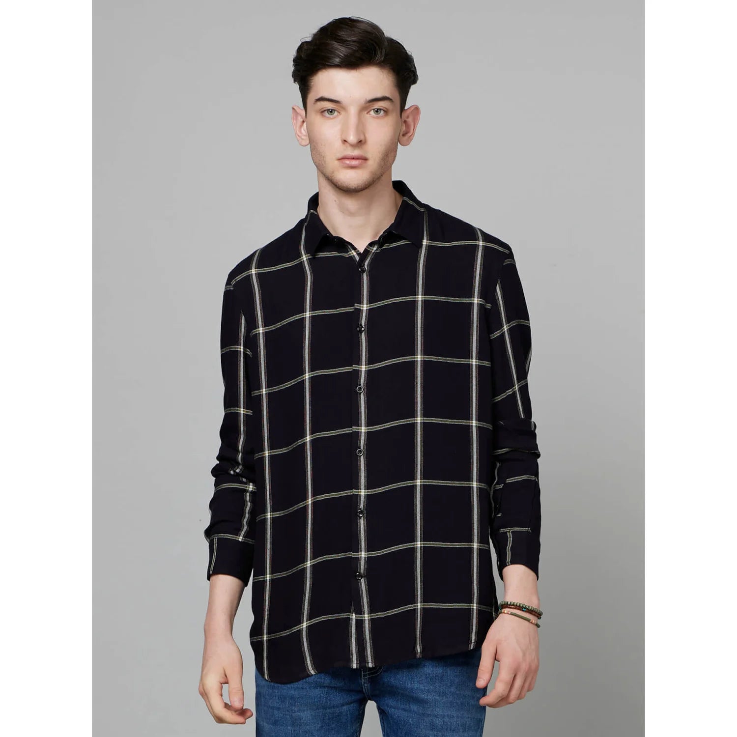 Black Checks Viscose Shirt