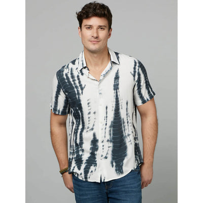 Celio* Tie Dye Regular Fit Viscose White Shirt