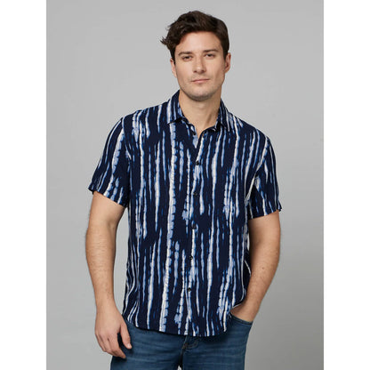 Blue Abstract Viscose Shirt