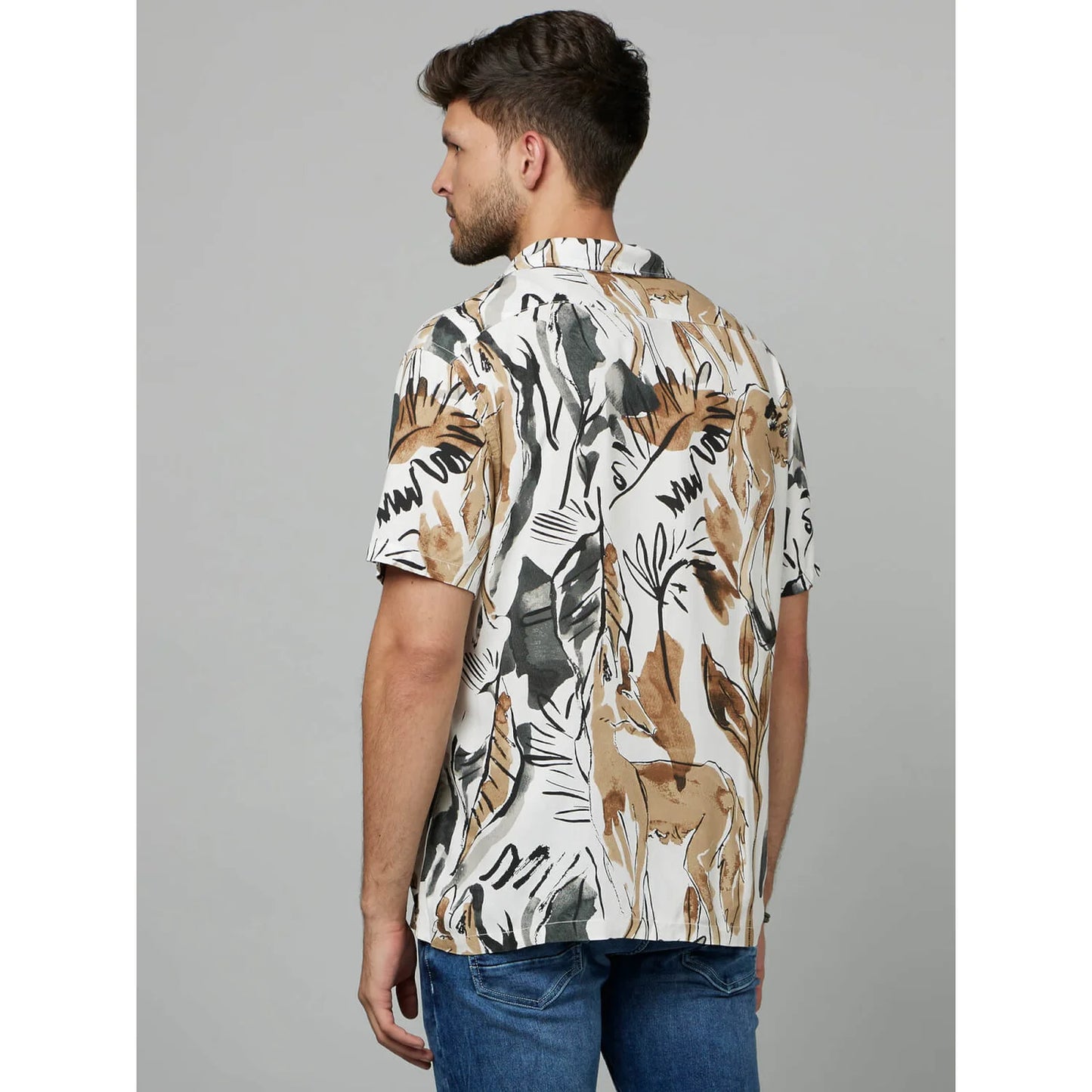 Cream Botanical Viscose Shirt