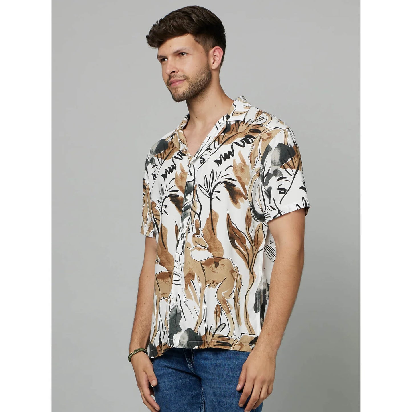 Cream Botanical Viscose Shirt