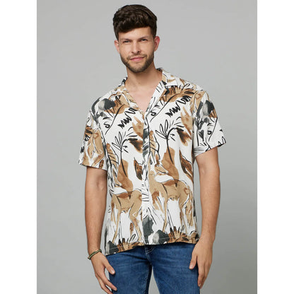 Cream Botanical Viscose Shirt