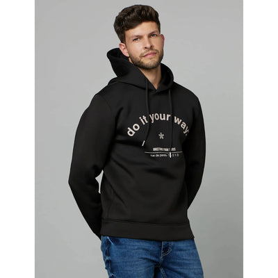 Celio* Printed Regular Fit Elevated Black Sweatshirt