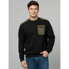 Celio* Solid Regular Fit Cotton-Blend Black Sweatshirt