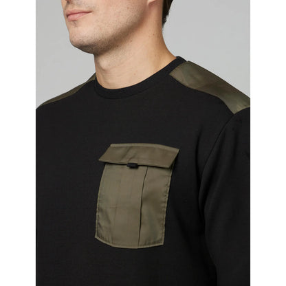 Black Solid Cotton Blend Sweatshirt