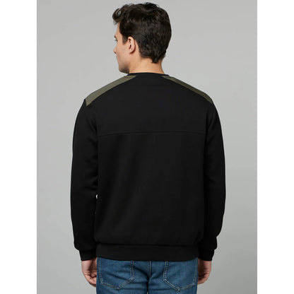 Black Solid Cotton Blend Sweatshirt