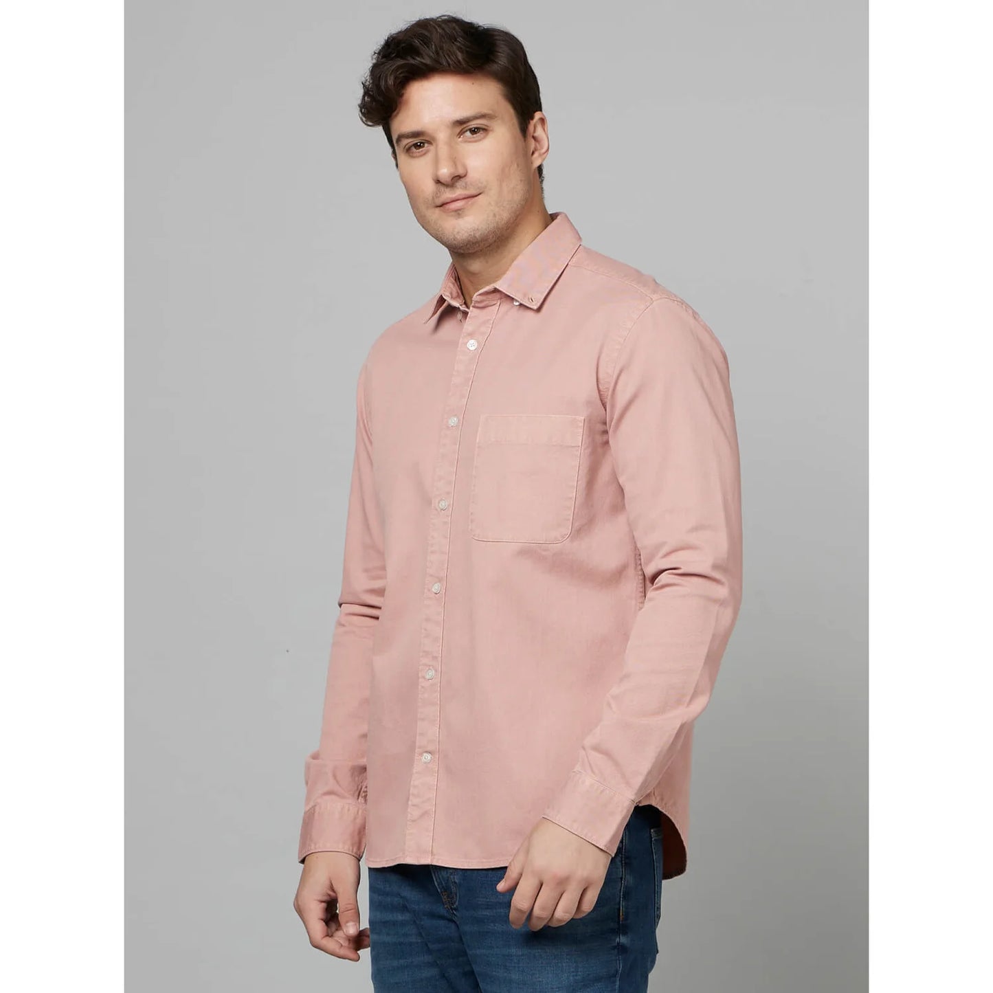 Pink Solid Cotton Shirt