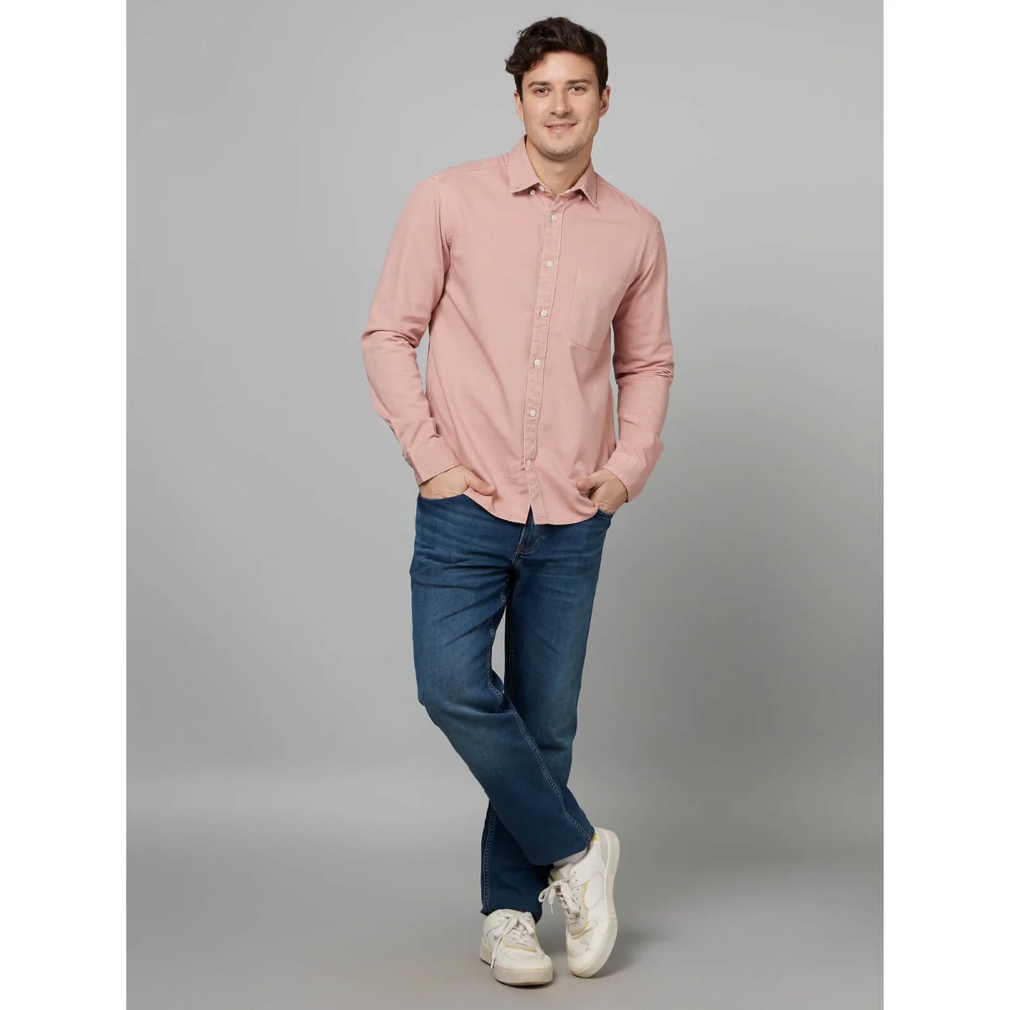 Pink Solid Cotton Shirt