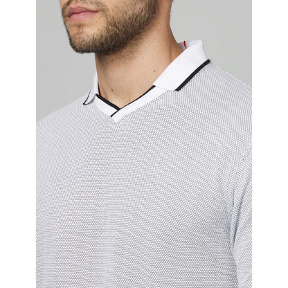 Grey Solid Cotton-Poly-Blend T-Shirt