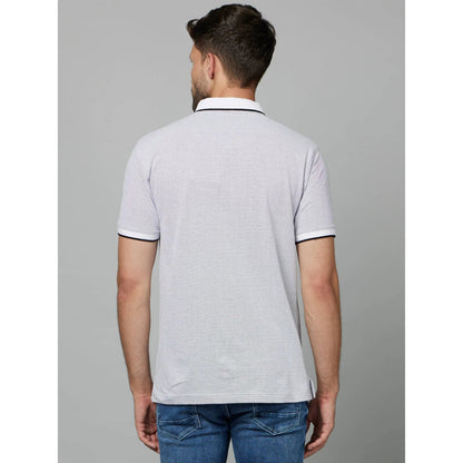 Grey Solid Cotton-Poly-Blend T-Shirt