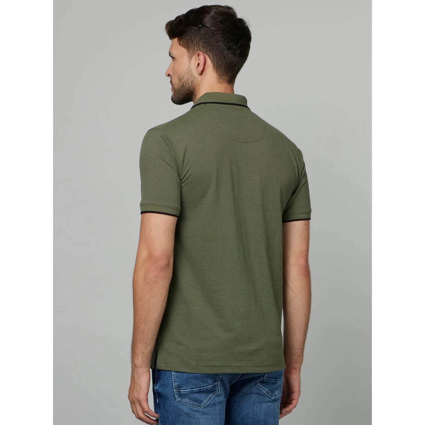 Olive Solid Cotton-Poly-Blend Polo